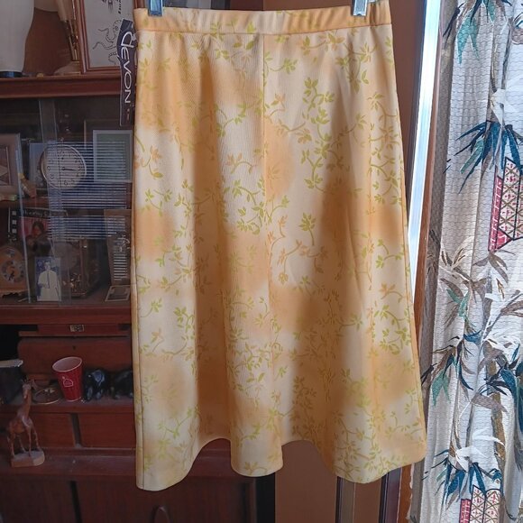 sz 8 Vintage 1970's Womens Skirt FLOWER PRINT DEVON YELLOW SECRETARY SKIRT USA - Picture 3 of 10